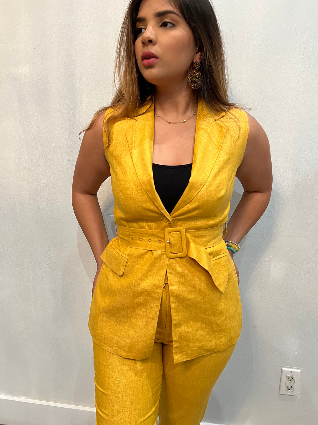 Linen Sun Flower Vest Top