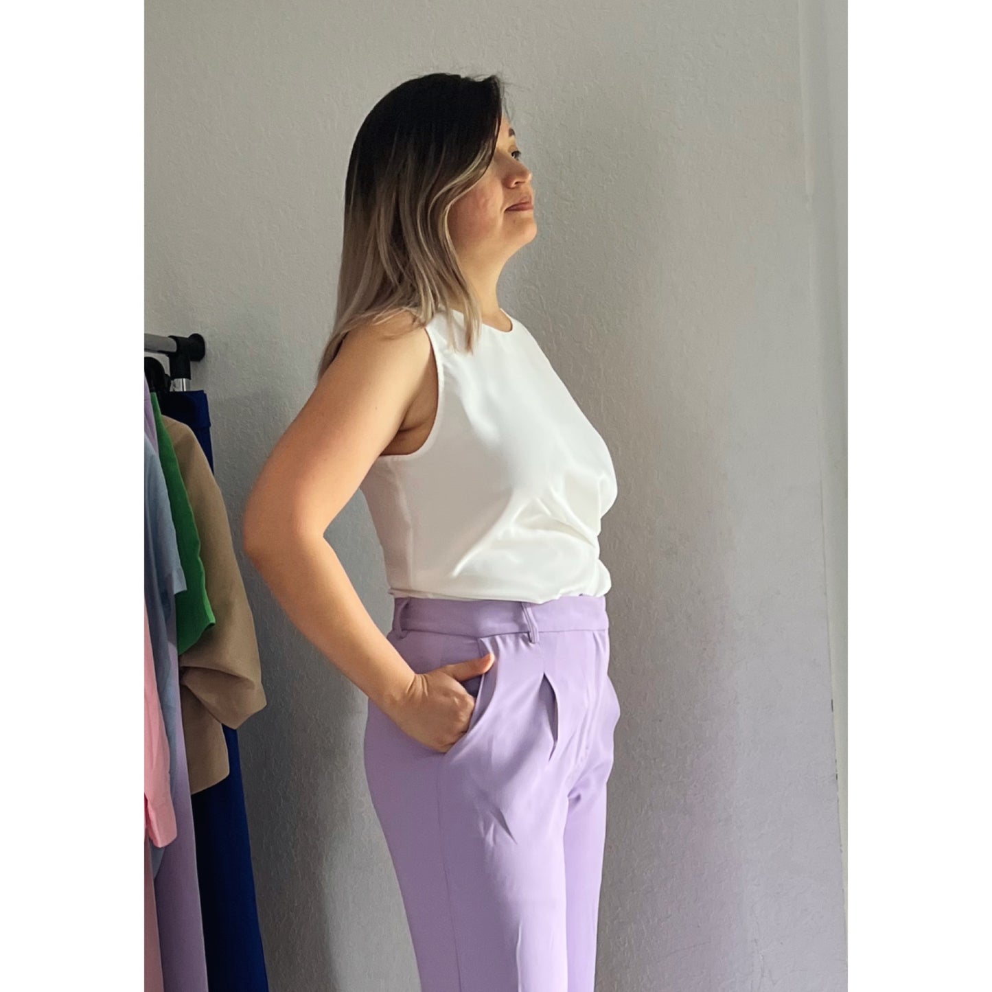 Women's Lilac Wide Leg Dress Pants