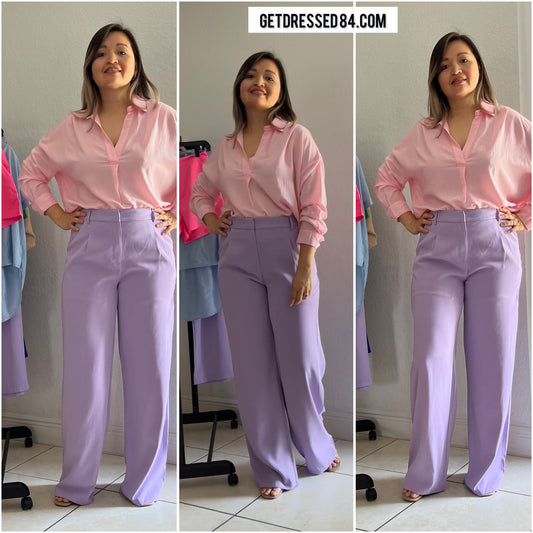 Women's Lilac Wide Leg Dress Pants